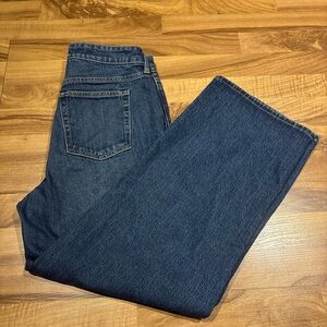 Free Assembly Super High Crop Wide Straight Jean Size 6 Dark Wash